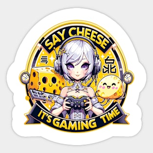 Gamer Girl "Say Cheese" Gaming Time Illustration Sticker